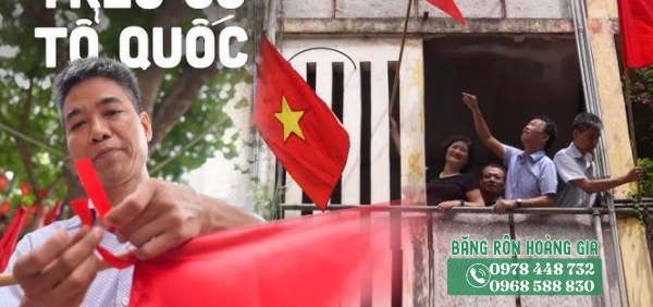 đội ngũ thi công treo cờ