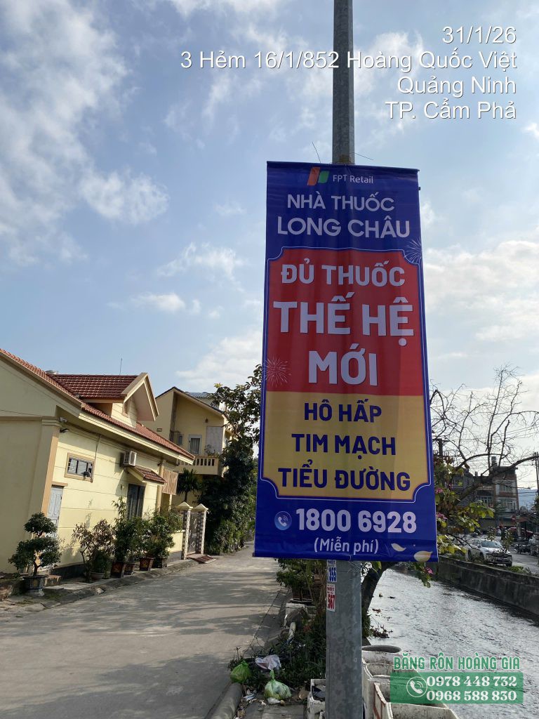Phướn quảng cáo khuyến mại dược mỹ phẩm nhà thuốc tại Quảng Ninh