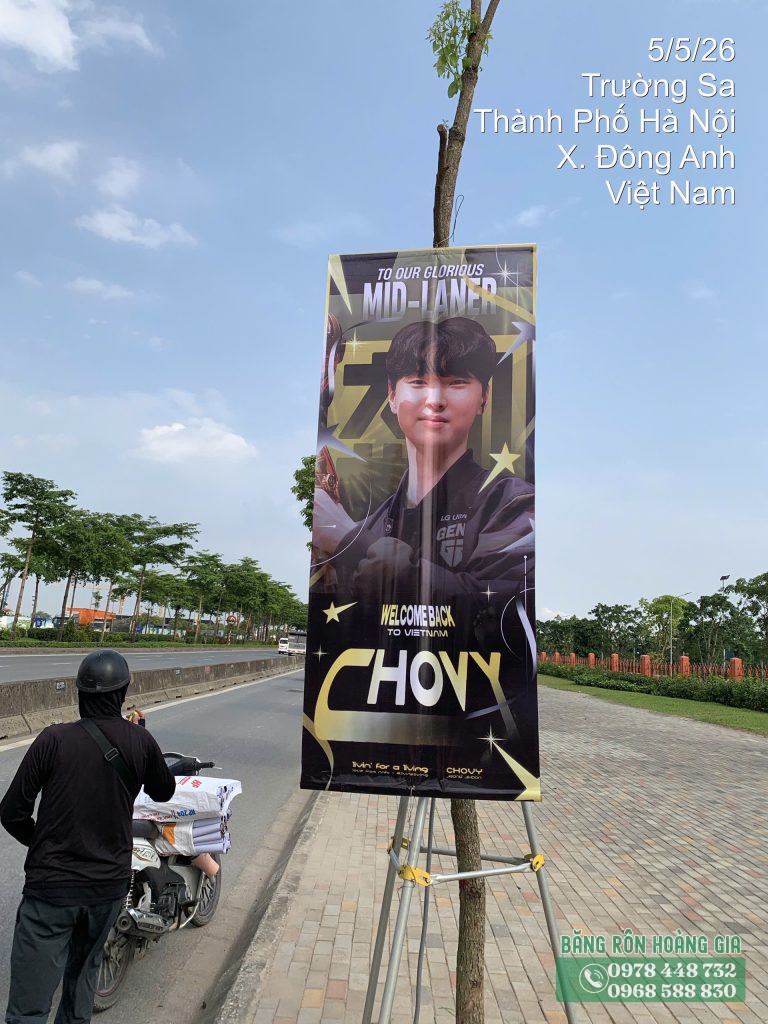 Dịch vụ treo phướn ngoài trời cổ vũ đội tuyển Gen G tại đường Trường Sa Hà Nội