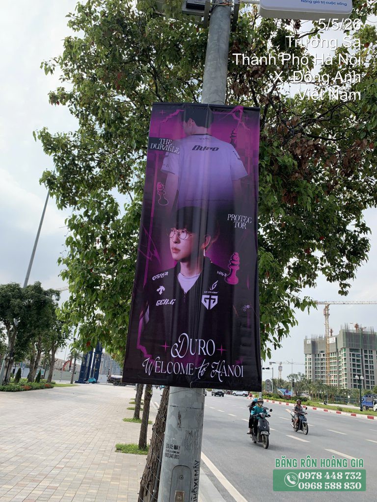 Dịch vụ treo phướn ngoài trời cổ vũ đội tuyển Gen G tại đường Trường Sa Hà Nội
