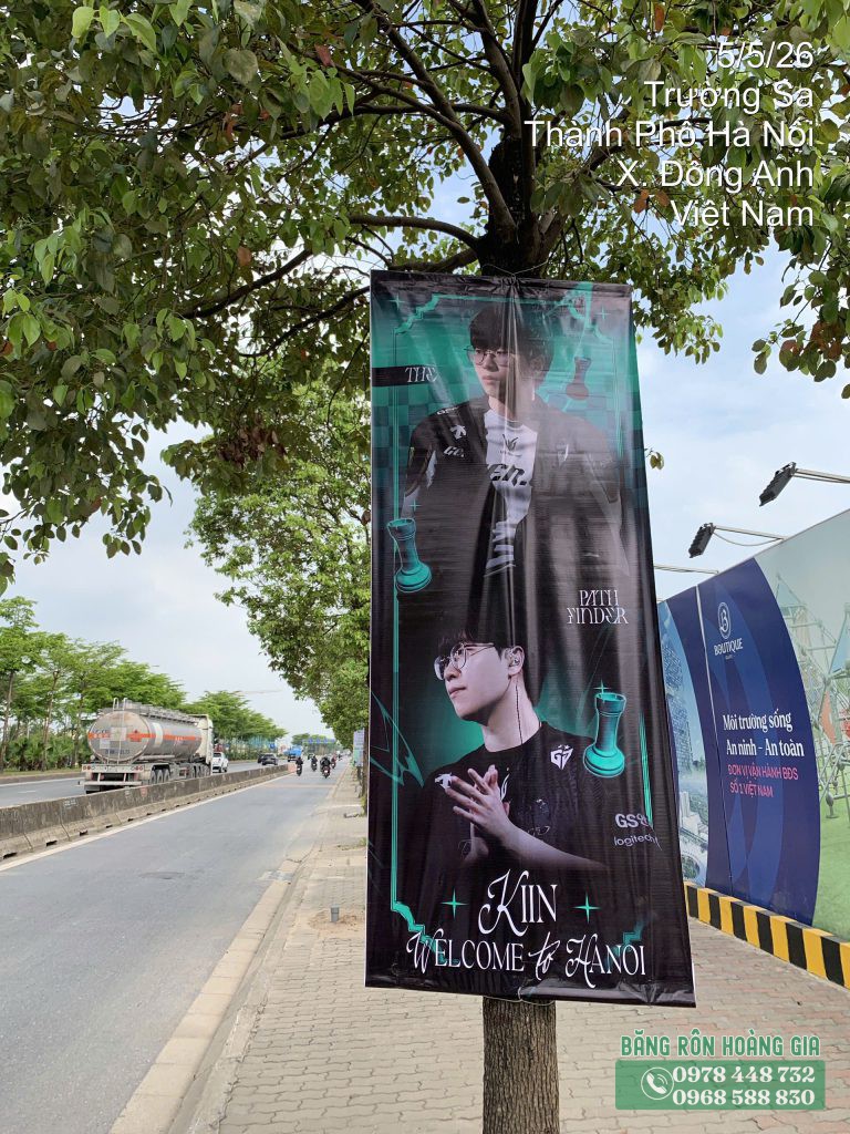 Dịch vụ treo phướn ngoài trời cổ vũ đội tuyển Gen G tại đường Trường Sa Hà Nội