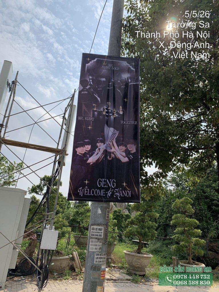 Dịch vụ treo phướn ngoài trời cổ vũ đội tuyển Gen G tại đường Trường Sa Hà Nội