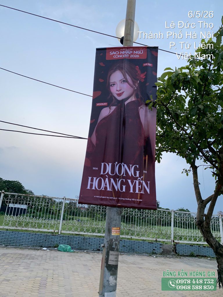 treo phướn sự kiện fan project ca sĩ Dương Hoàng Yến tại đường Lê Đức Thọ Hà Nội