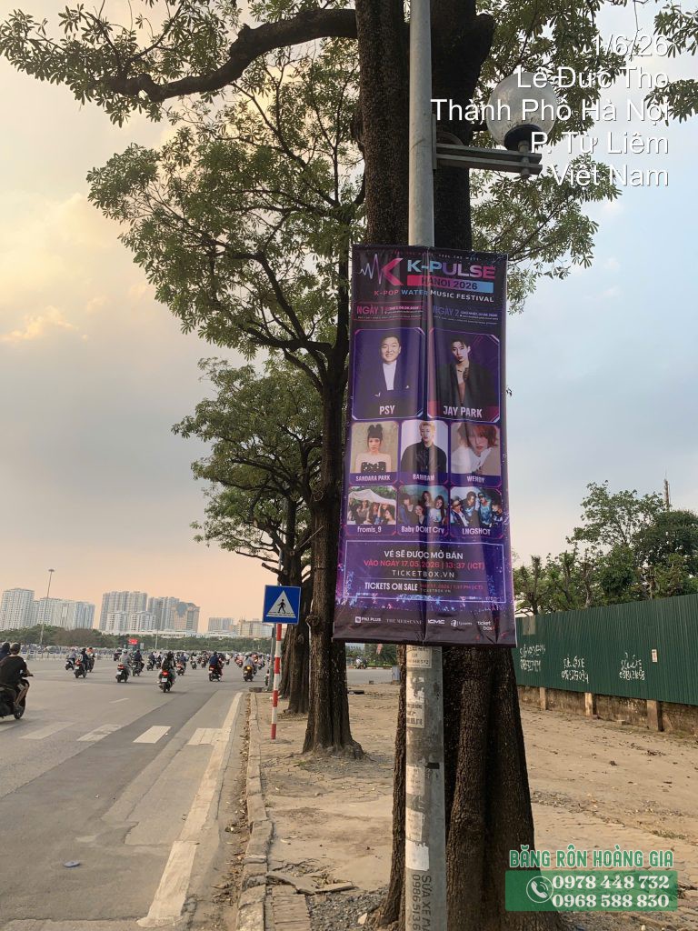 Hình ảnh nghiệm thu thực tế dự án treo băng rôn quảng cáo concert K-PULSE tại Hà Nội
