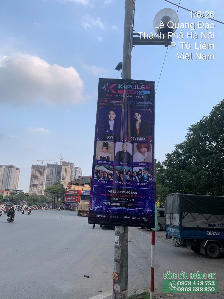 Hình ảnh nghiệm thu thực tế dự án treo băng rôn quảng cáo concert K-PULSE tại Hà Nội