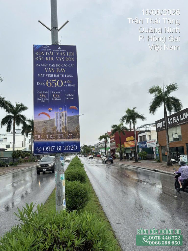 Thi công phướn ra mắt dự án bất động sản tại Quảng Ninh