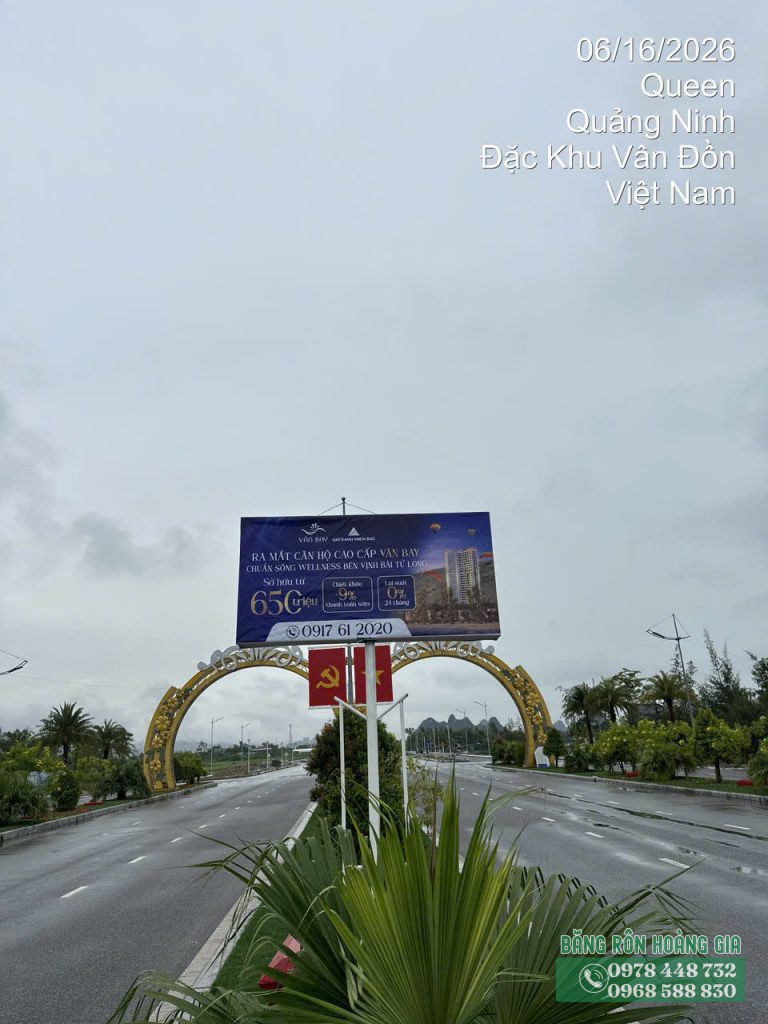 Thi công phướn ra mắt dự án bất động sản tại Quảng Ninh
