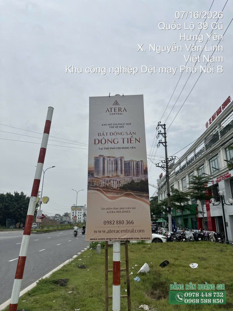 Thi công treo phướn bất động sản Hưng Yên tại Quốc lộ 39