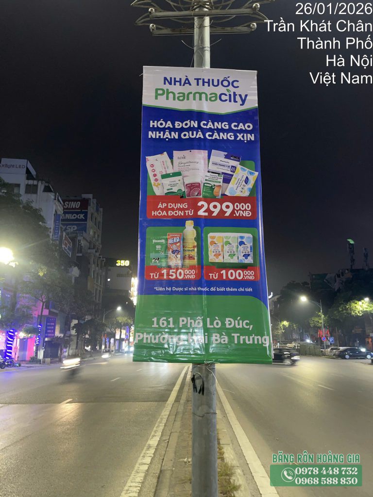 thi công treo phướn khai trương Pharmacity